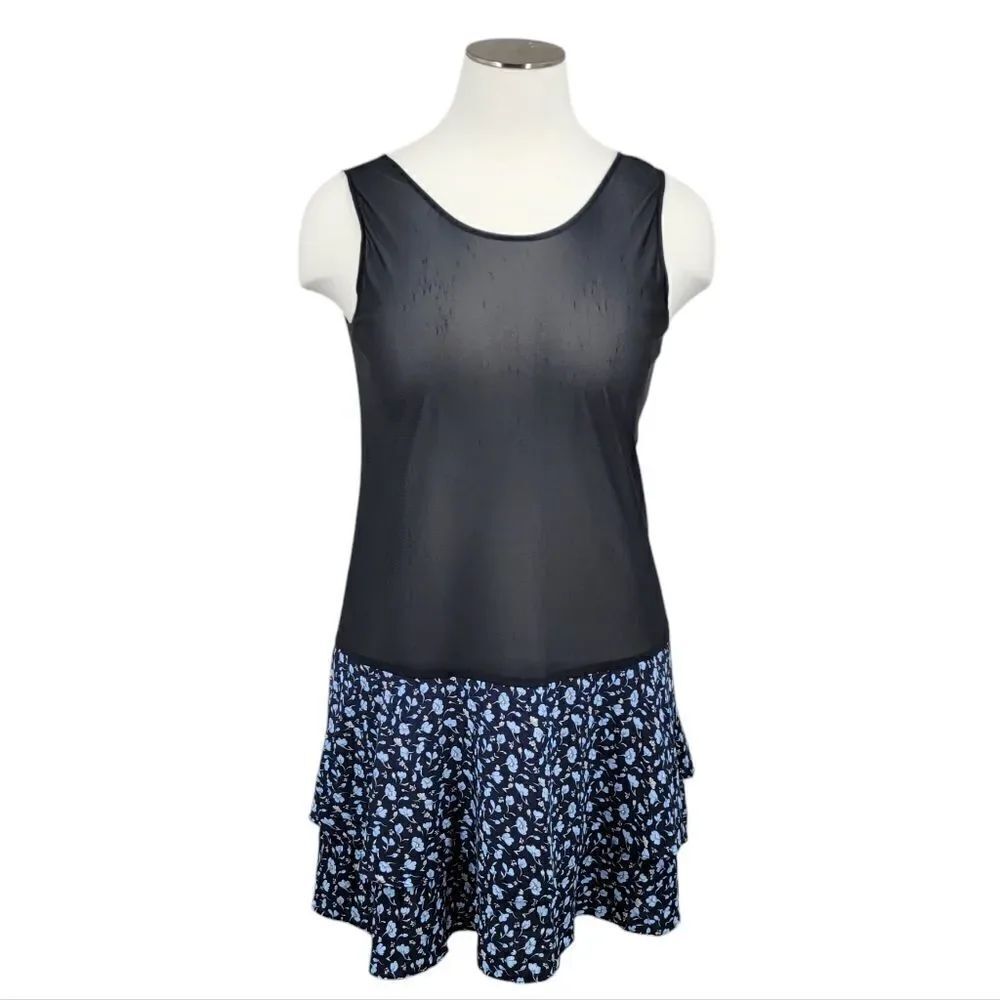 Expose Vintage Blue Ditsy Floral Skirt with attached Cami Women's Plus Size 18